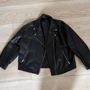 GAP Women’s Black Faux Leather Biker Jacket